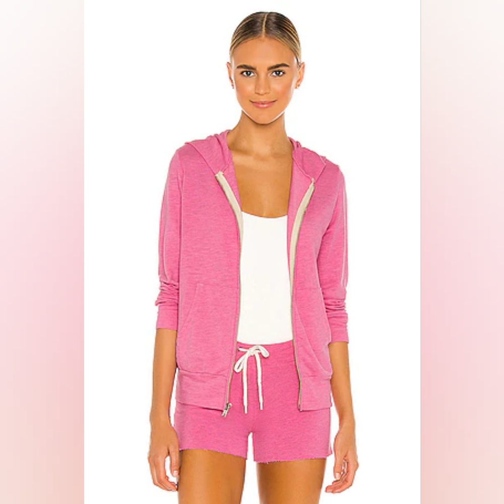 MONROW Supersoft Zip Up Hoodie in Hot Pink Sz Small